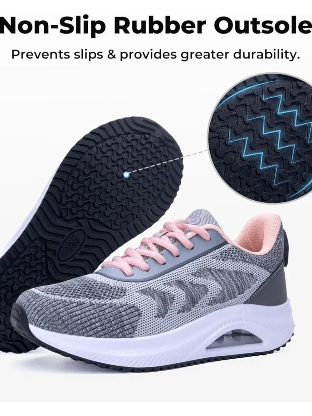 Women's Grey-pink Arch Support Walking Shoes Plantar Fascistic Sneakers